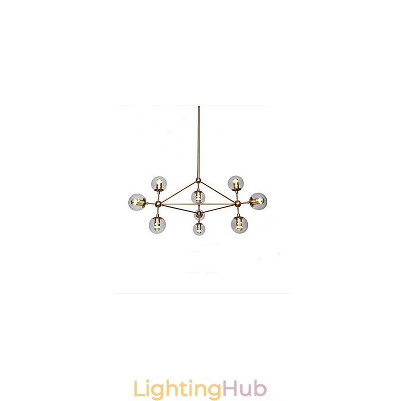 Golden Beans Chandelier 10 Light with Glass Shade