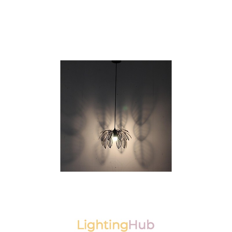 Simple Retro Single Head Leaf Shaped Iron Chandelier