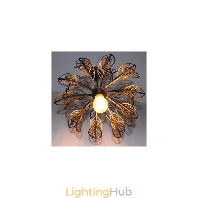 Simple Retro Single Head Leaf Shaped Iron Chandelier