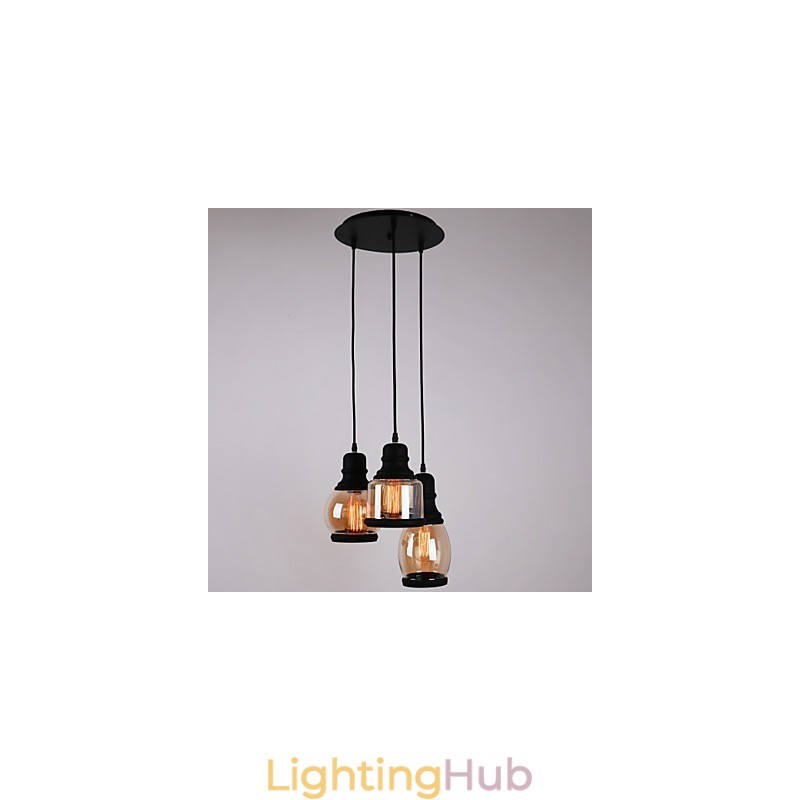 Antique Glass Shade 3 Light Artistic Minimalist Pendant