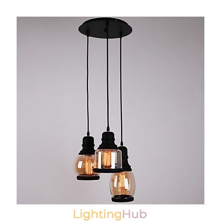 Antique Glass Shade 3 Light Artistic Minimalist Pendant Antique Glass Shade 3 Light Artistic Minimalist Pendant