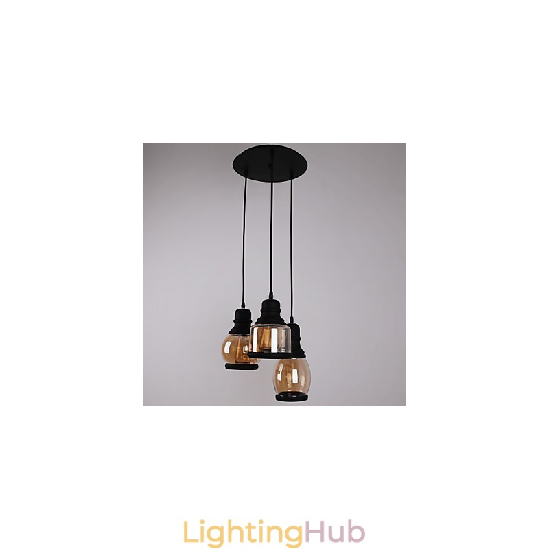 Antique Glass Shade 3 Light Artistic Minimalist Pendant