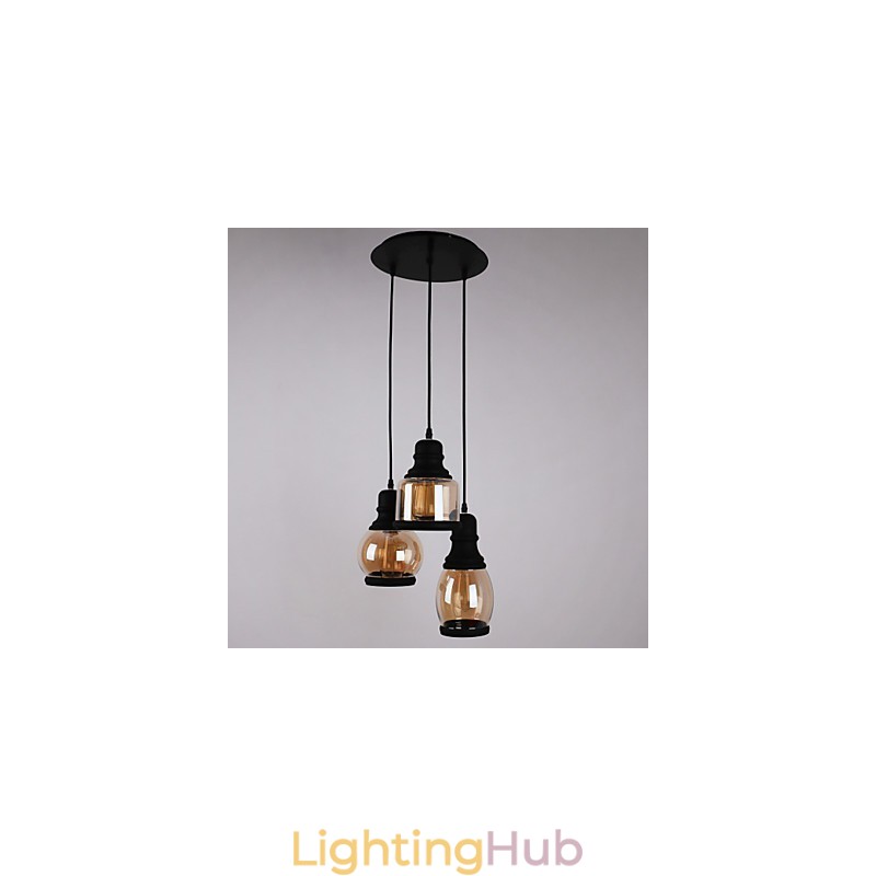 Antique Glass Shade 3 Light Artistic Minimalist Pendant