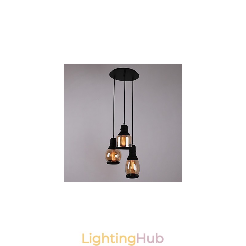 Antique Glass Shade 3 Light Artistic Minimalist Pendant