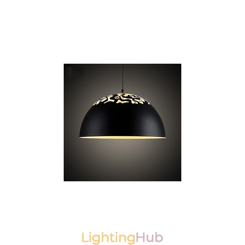 Vintage Style Minimalist 1 Light Pendant with Carved Shade Pendant Light