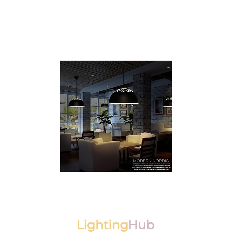 Vintage Style Minimalist 1 Light Pendant with Carved Shade Pendant Light
