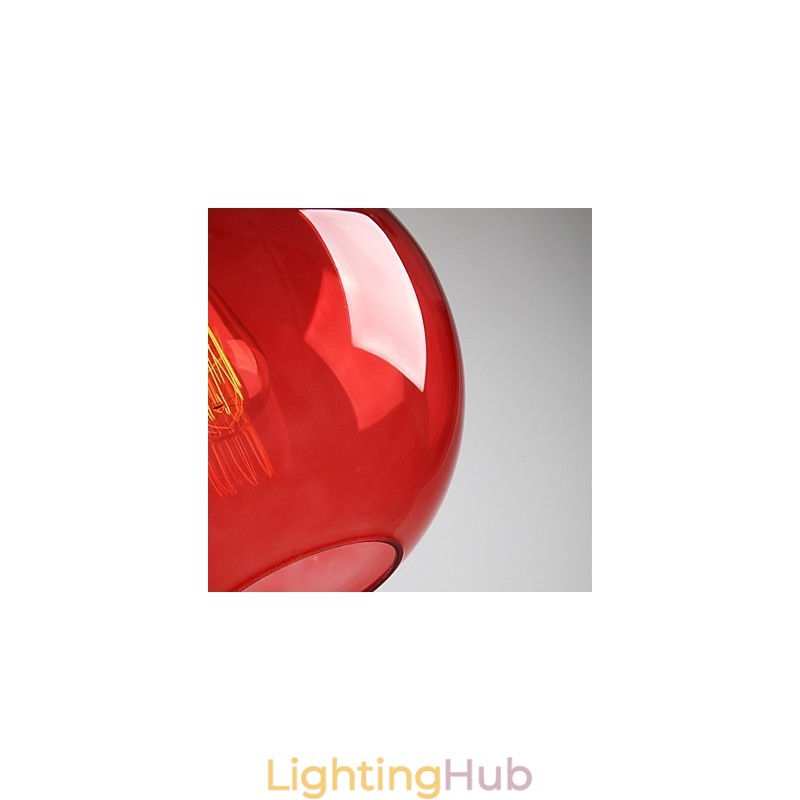 Modern Glass Pendant Light in Round Red Bubble Design
