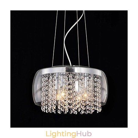 Modern Contemporary Drum Crystal Mini Style Painting Pendant Light