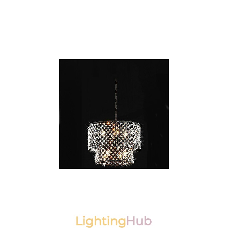 Modern Contemporary Drum Crystal Painting Pendant Light