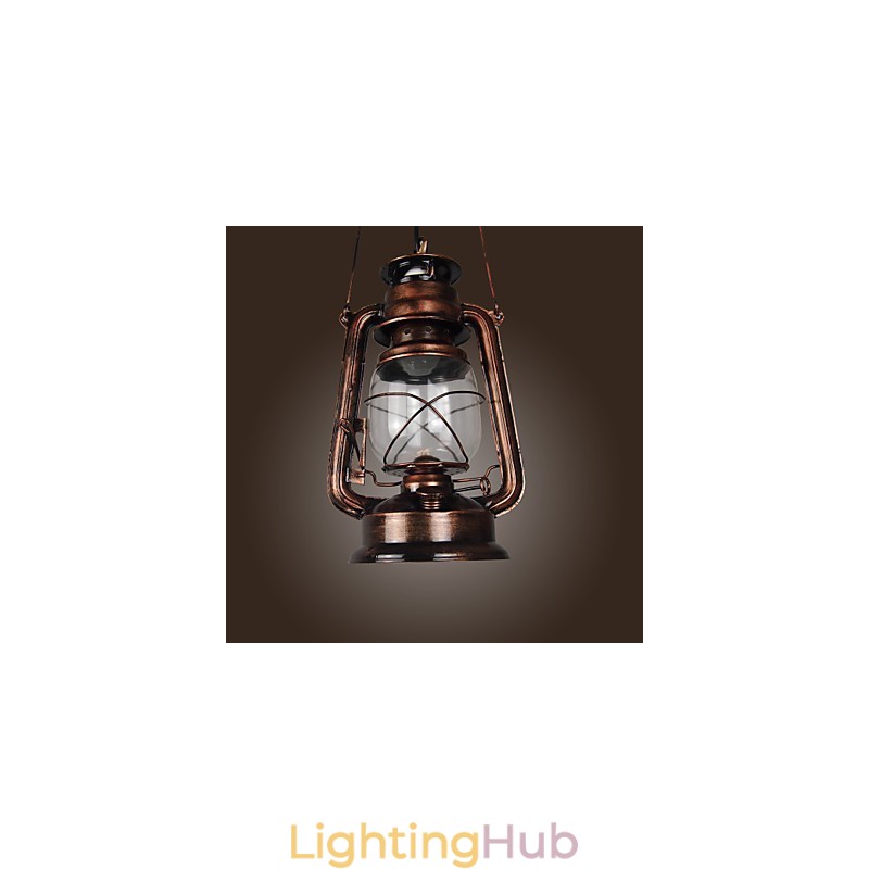 Country Lantern Mini Style Bronze Pendant Light