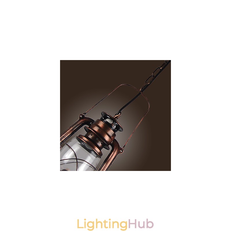 Country Lantern Mini Style Bronze Pendant Light