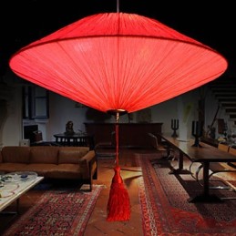 Lotus Leaf Modern Marine Cloth Art Droplight Of Red Lanterns Lamp Light