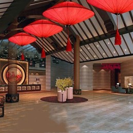 Lotus Leaf Modern Marine Cloth Art Droplight Of Red Lanterns Lamp Light