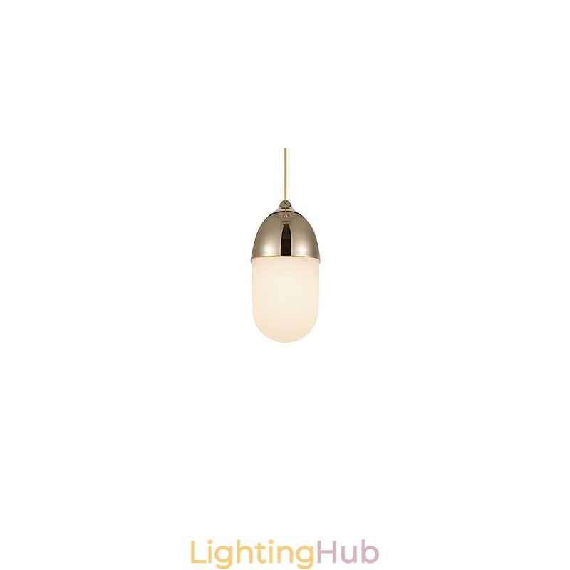 Mini Acorn Pendant Lamp 1 Light Mordern Simplicity Golden Chrome Wooden Color Finish Carbon Steel & Glass Droplight