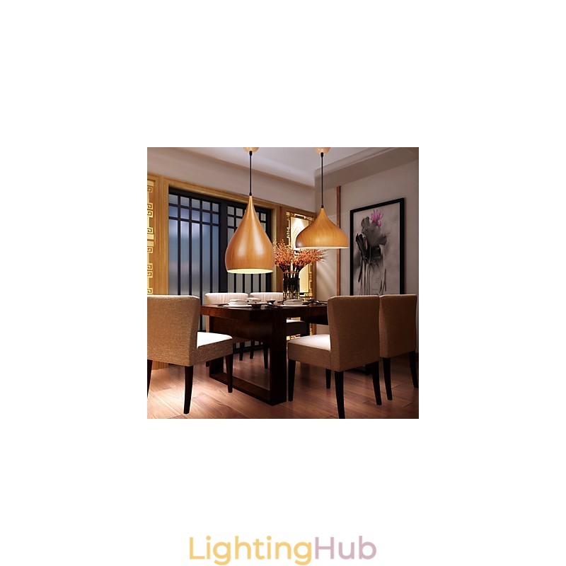 Retro Pendant Light Wood Grain Metal Cafe pendant lamps