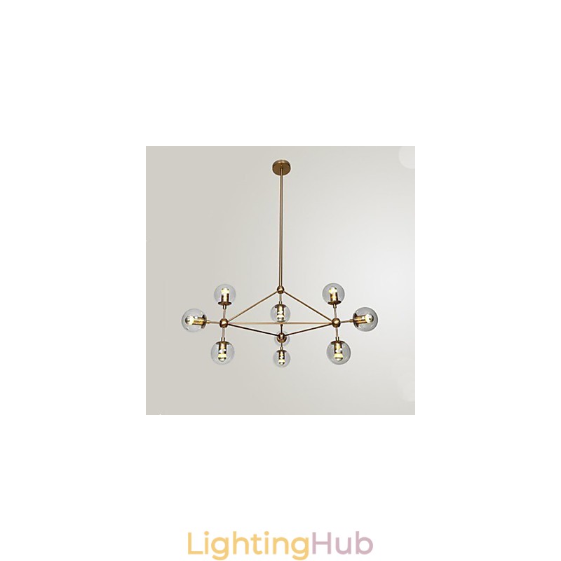 Golden Beans Chandelier 10 Light with Glass Shade