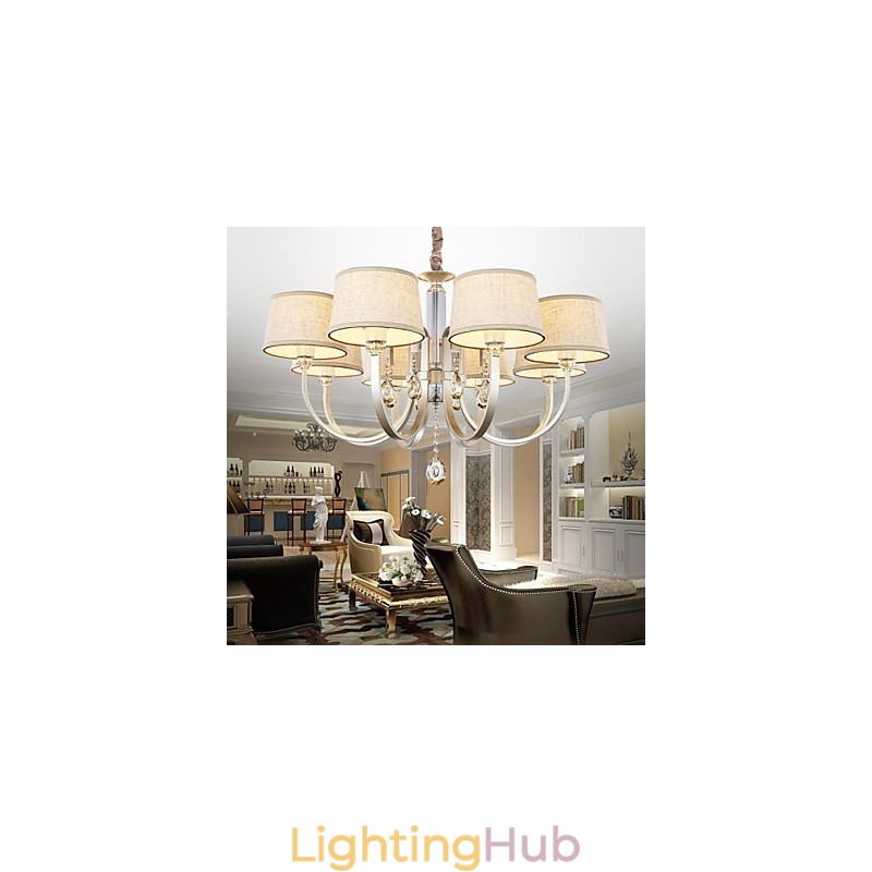 Country Crystal Silver Metal Chandelier