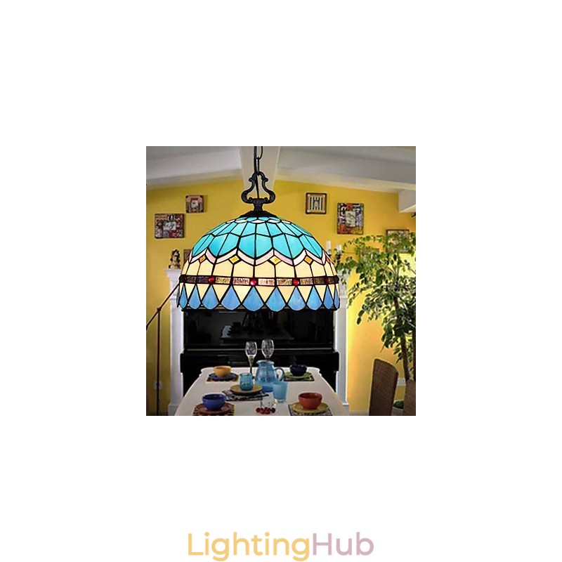 European Rural Creative Arts Stained Glass Chandelier Restoring Ancient Ways Lamp Light