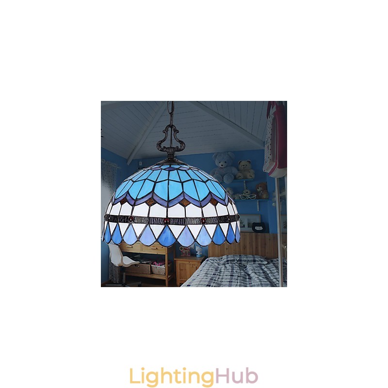 European Rural Creative Arts Stained Glass Chandelier Restoring Ancient Ways Lamp Light