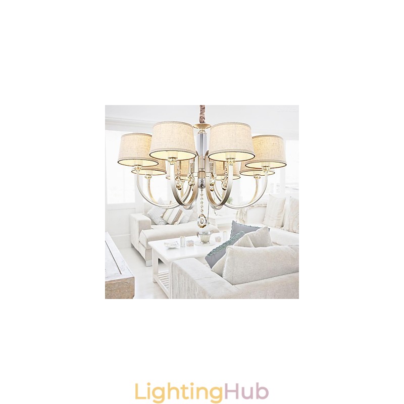 Country Crystal Silver Metal Chandelier