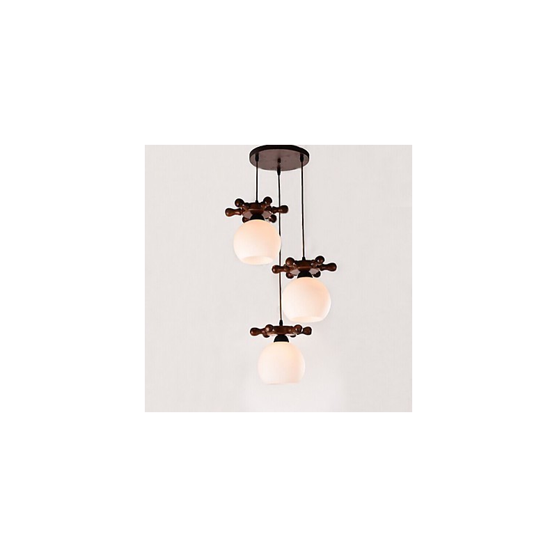 European Mediterranean Ship rudder Glass Dining Pendant Simple Modern Solid Wood lamps