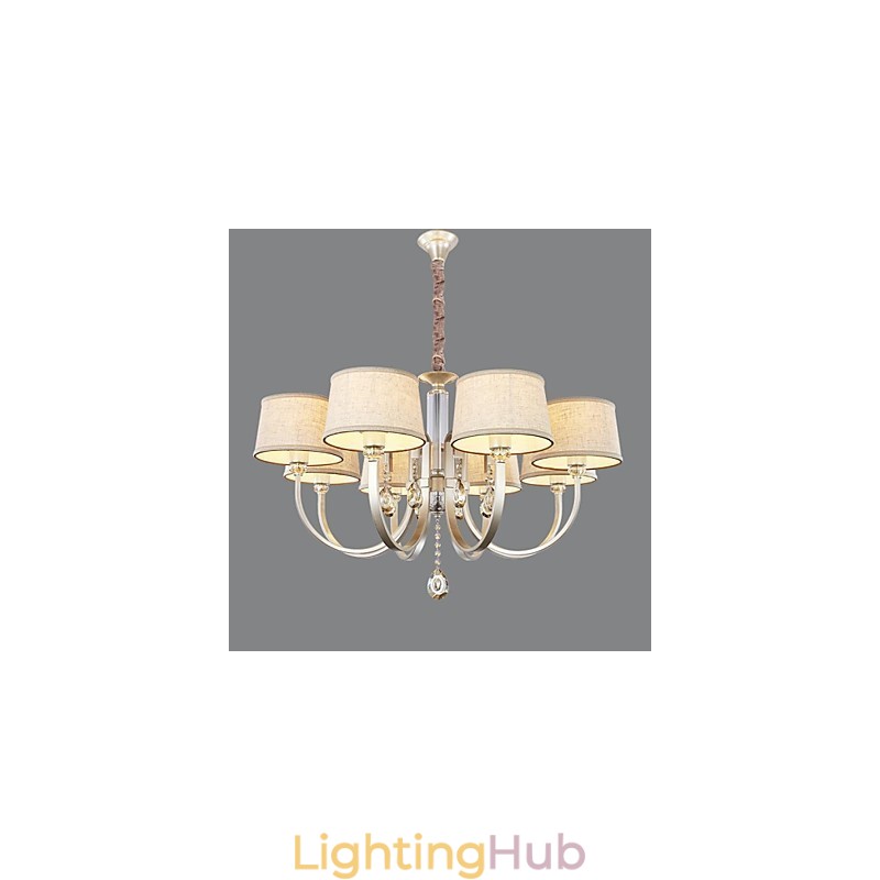 Country Crystal Silver Metal Chandelier