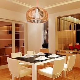 Design Style Circular Feature L Pendant Light 1 Light Wooden