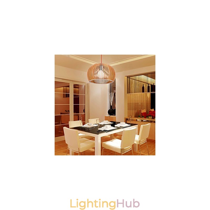 Design Style Circular Feature L Pendant Light 1 Light Wooden