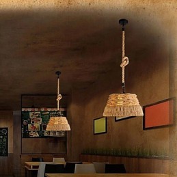 Loft Industrial Wind Creative Nordic Hemp Rope Meals Chandelier Lamp