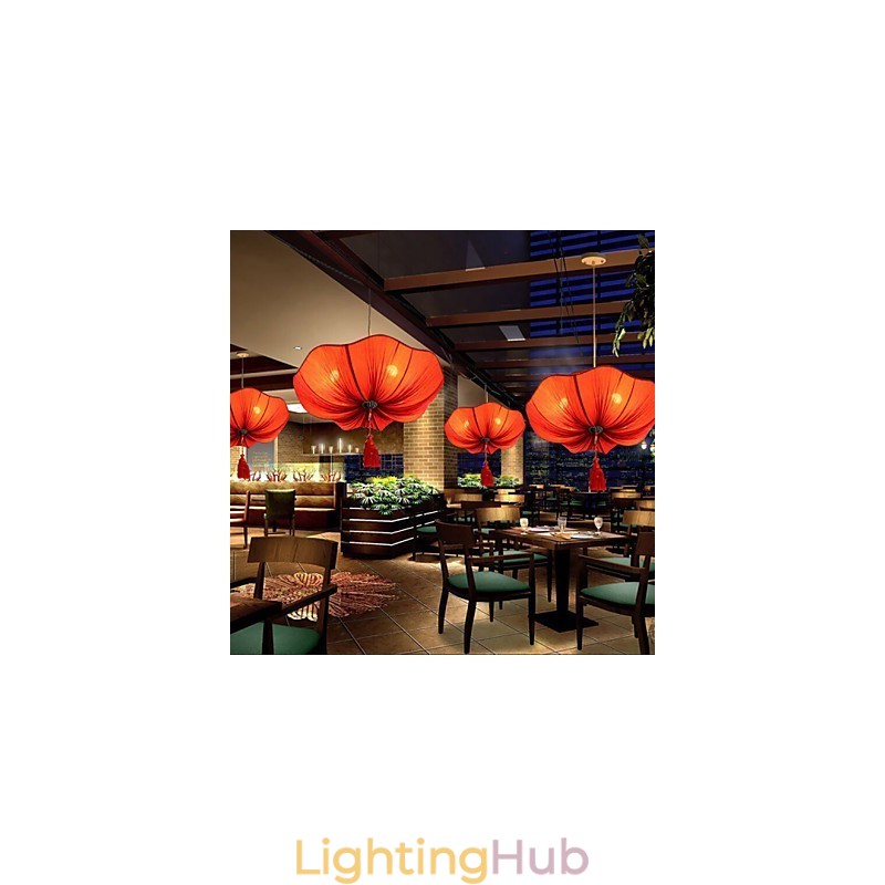 Cloth Art Romantic Imitation Of Classical Droplight Southeast Asia Lotus Lantern Lamp Light