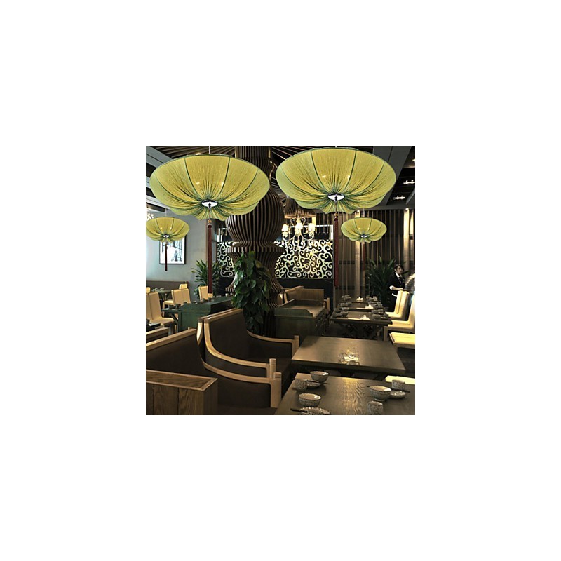 Creative Round Big Red Lantern Lotus Leaf Wedding Festival Cloth Art Chandelier Lamp Light
