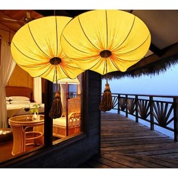 Creative Round Big Red Lantern Lotus Leaf Wedding Festival Cloth Art Chandelier Lamp Light