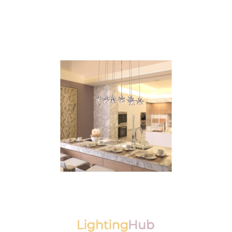 Modern Contemporary Crystal Chrome Metal Pendant Light