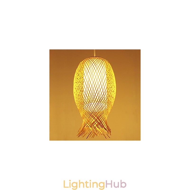Modern Teahouse Bamboo Weaving Bamboo Decoration Droplight Lamp
