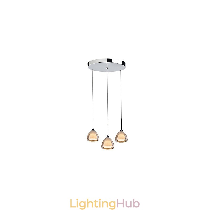 3 Light Two layer Pendant Island Light Crack Glass Polished Chrome