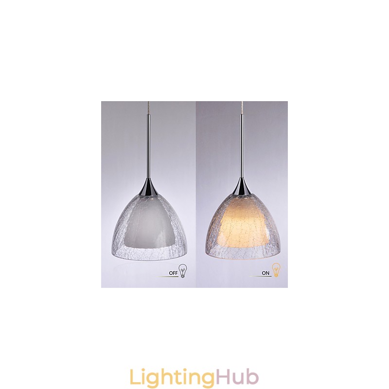 3 Light Two layer Pendant Island Light Crack Glass Polished Chrome
