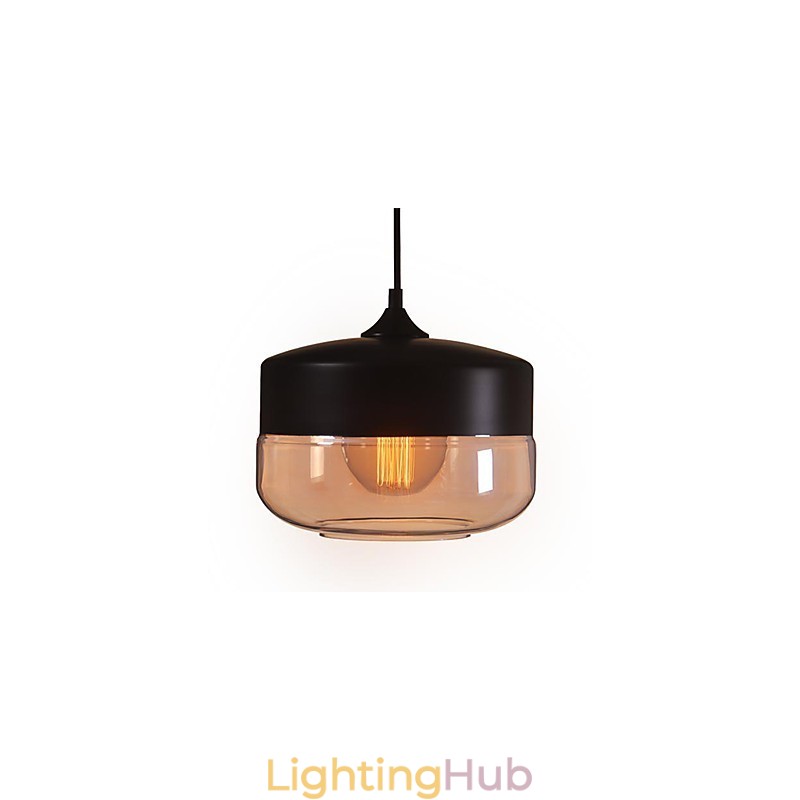 WestMenLights Vintage Modern Paint Glass Ceiling Lamp Pendant Light Black 250mm Diameter