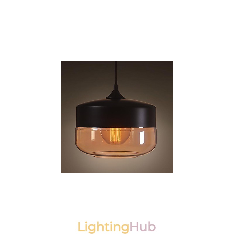 WestMenLights Vintage Modern Paint Glass Ceiling Lamp Pendant Light Black 250mm Diameter