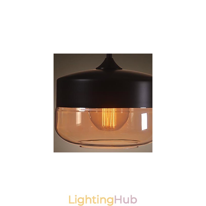 WestMenLights Vintage Modern Paint Glass Ceiling Lamp Pendant Light Black 250mm Diameter