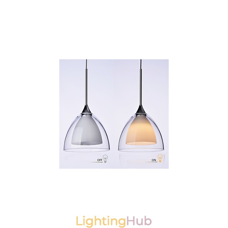 1 Light Two layer Pendant Island Light Clear Glass Polished Chrome