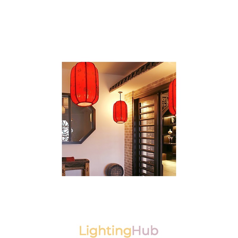 Archaize Sheepskin Red Lanterns Porch Droplight Lamp Light