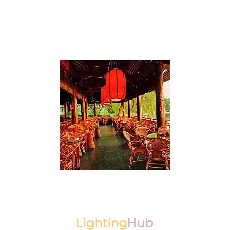 Archaize Sheepskin Red Lanterns Porch Droplight Lamp Light