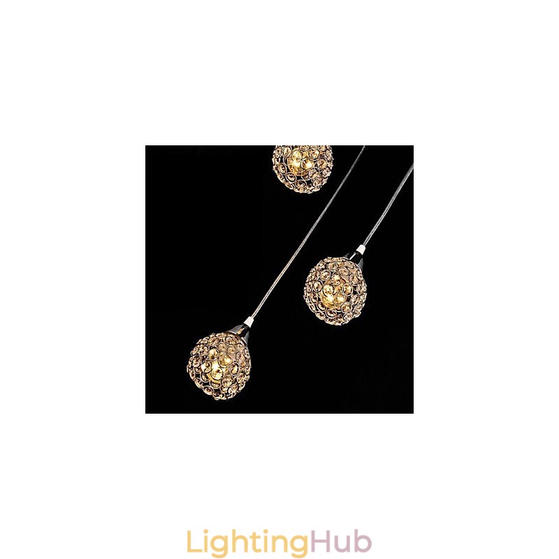 Modern Contemporary Crystal Electroplated Metal Pendant Light
