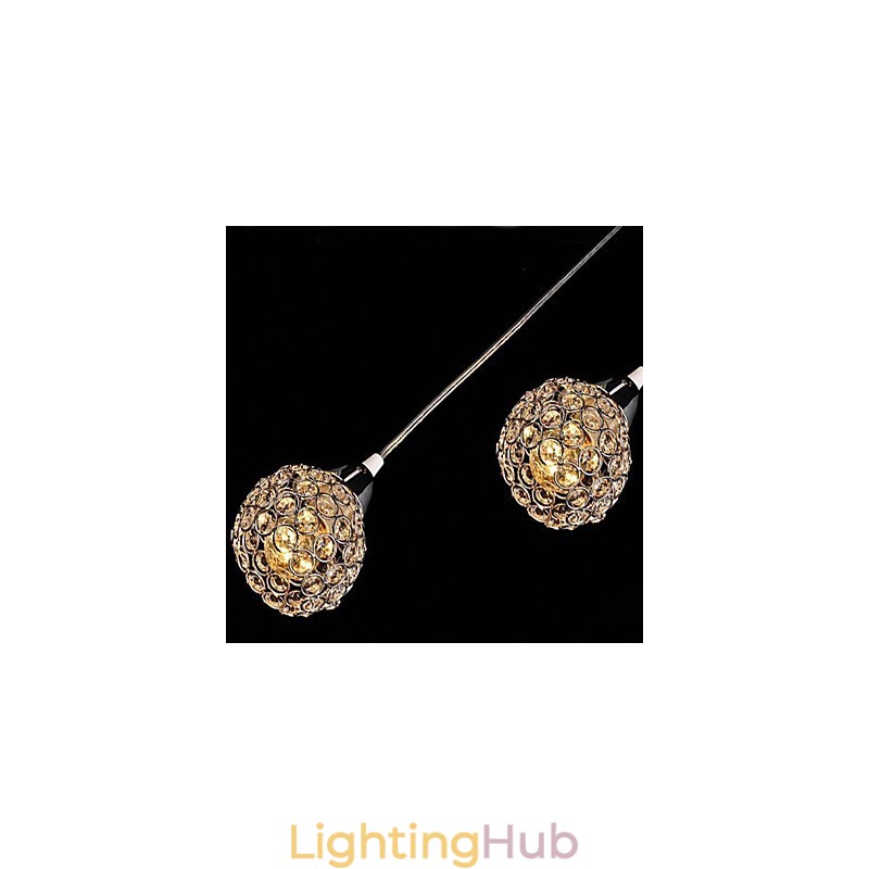 Modern Contemporary Crystal Electroplated Metal Pendant Light