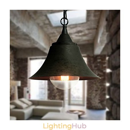 Medium Vintage Matte Black Bell Shape Metal Pendant Light Medium Vintage Matte Black Bell Shape Metal Pendant Light