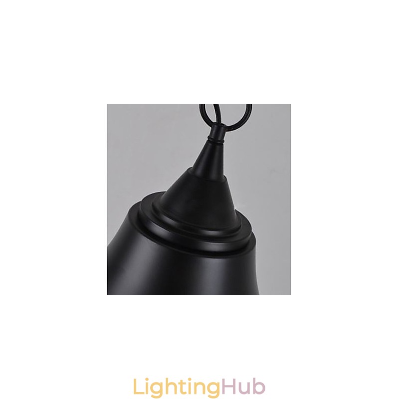 Medium Vintage Matte Black Bell Shape Metal Pendant Light