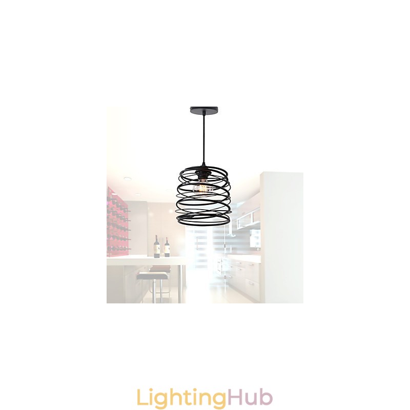 Rustic Lodge Retro Country Mini Style Painting Metal Pendant Light Garage