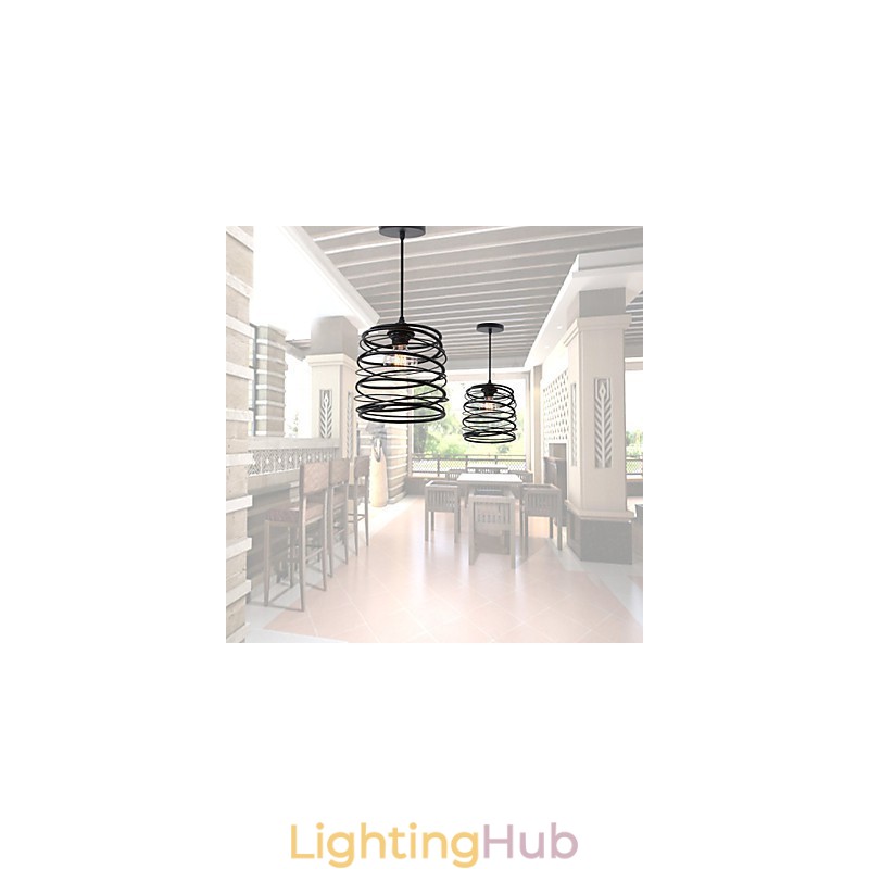 Rustic Lodge Retro Country Mini Style Painting Metal Pendant Light Garage