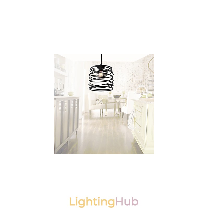 Rustic Lodge Retro Country Mini Style Painting Metal Pendant Light Garage