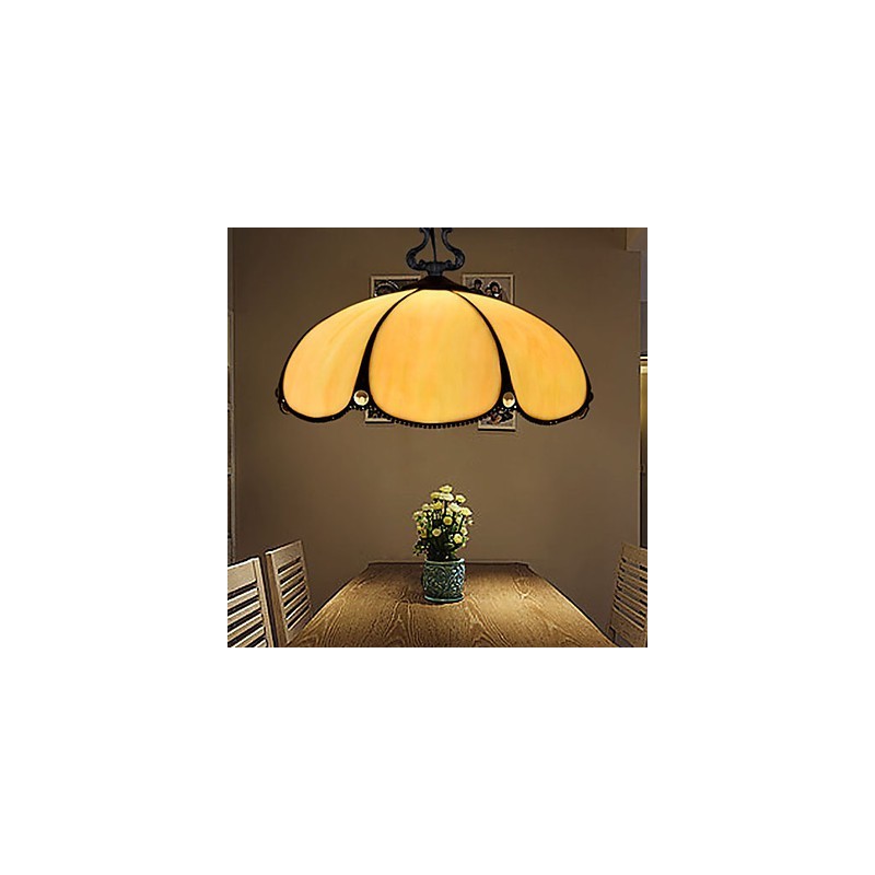 European Rural Creative Arts Stained Glass Chandelier Restoring Ancient Ways Lamp Light